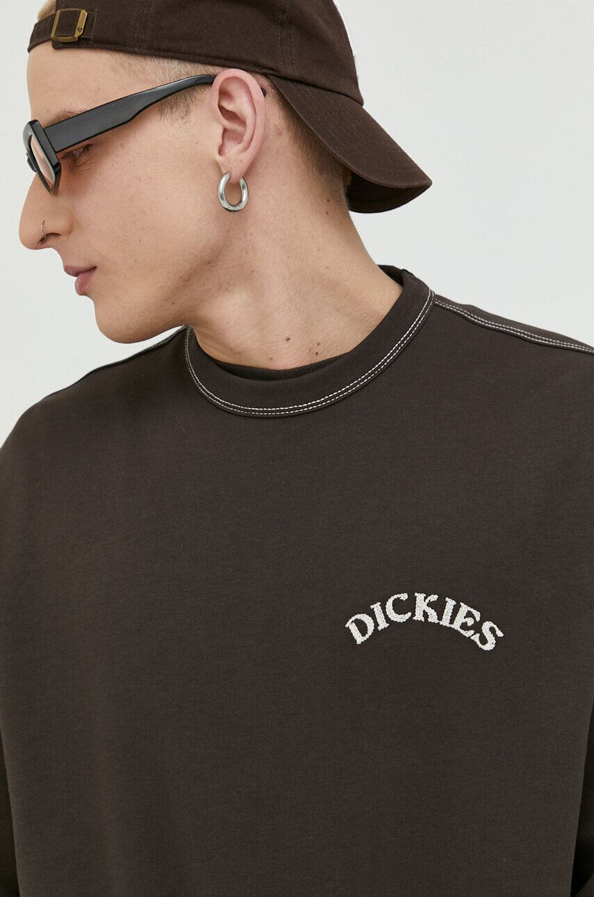 Dickies Памучен суичър в кафяво с апликация - Pepit.bg