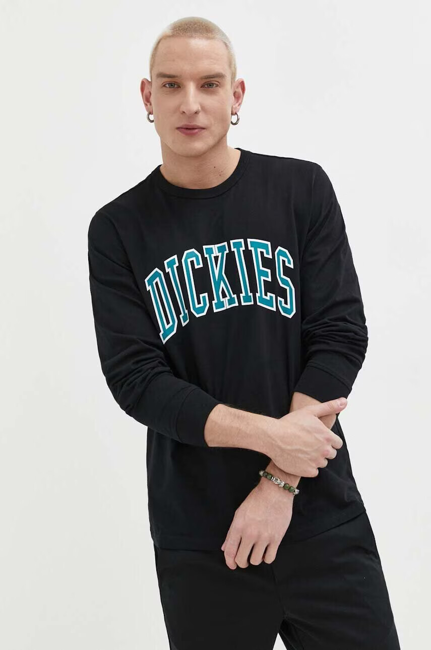 Dickies Памучна блуза с дълги ръкави в черно с принт - Pepit.bg