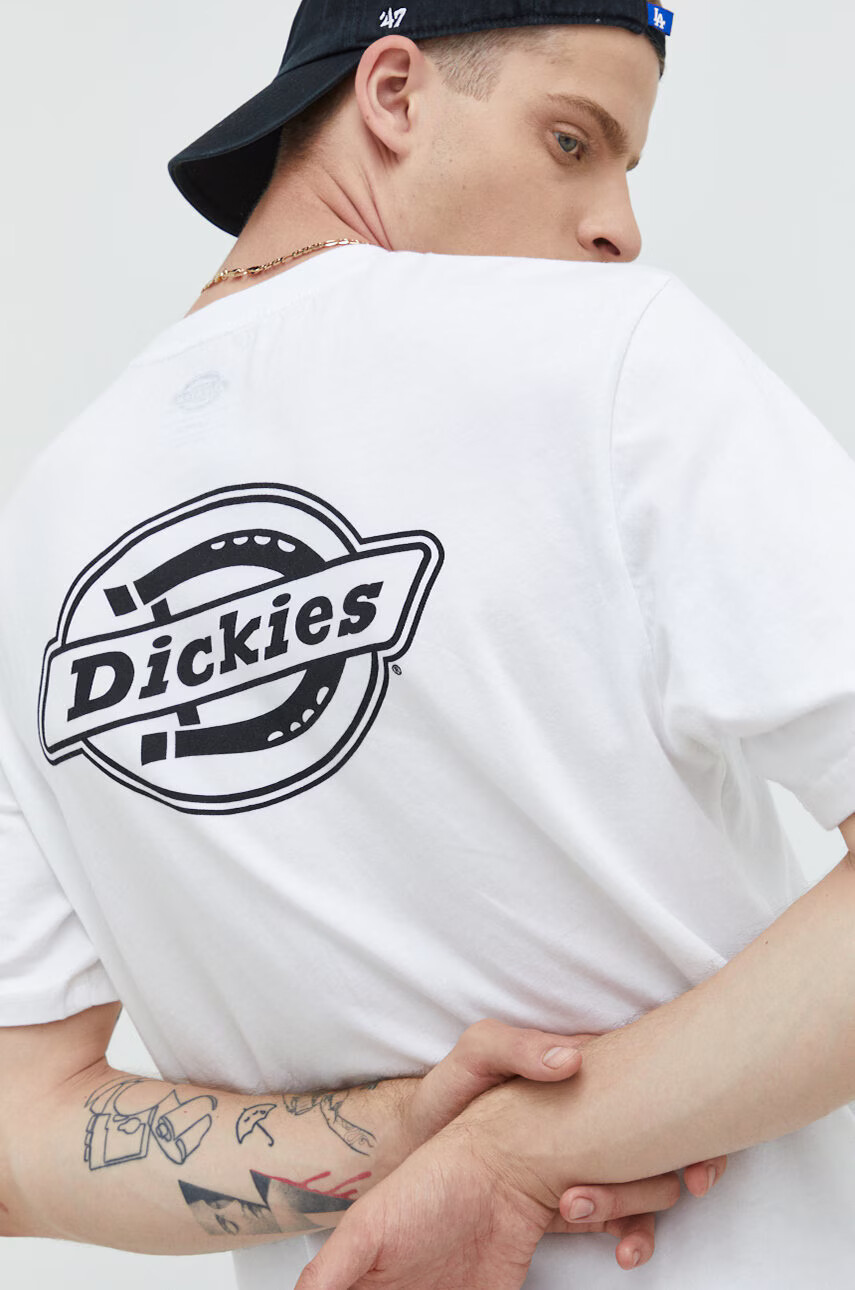 Dickies Памучна тениска в бяло с принт - Pepit.bg