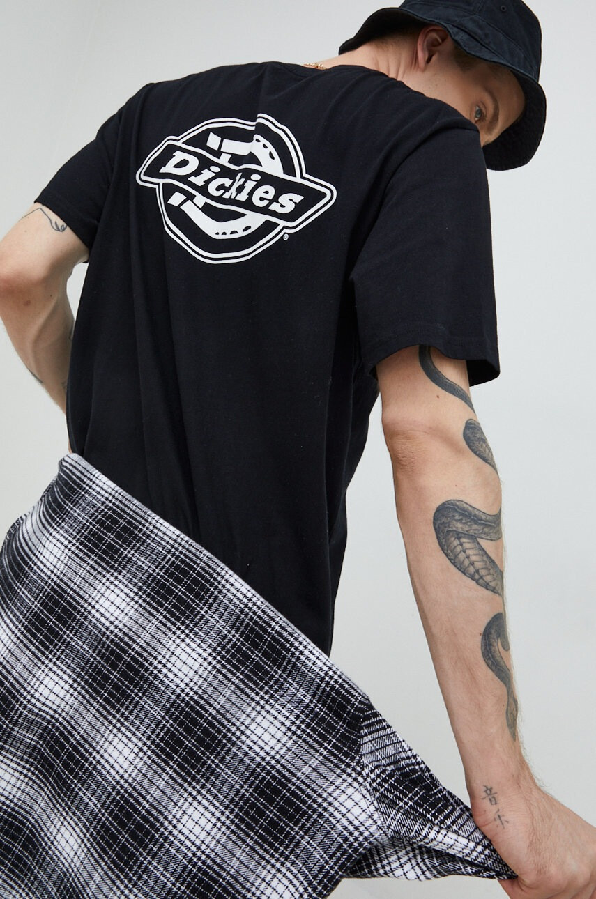 Dickies Памучна тениска в черно с принт - Pepit.bg