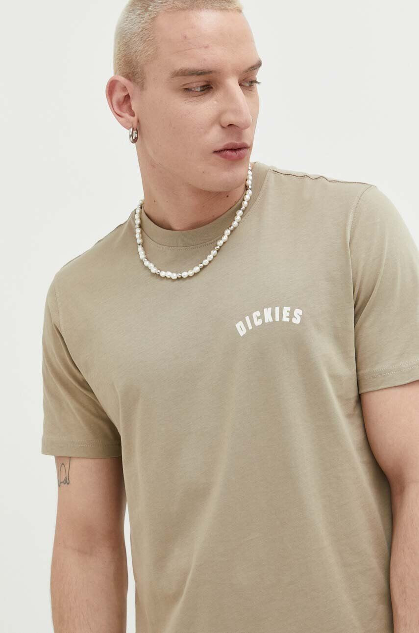 Dickies Памучна тениска в бежово - Pepit.bg