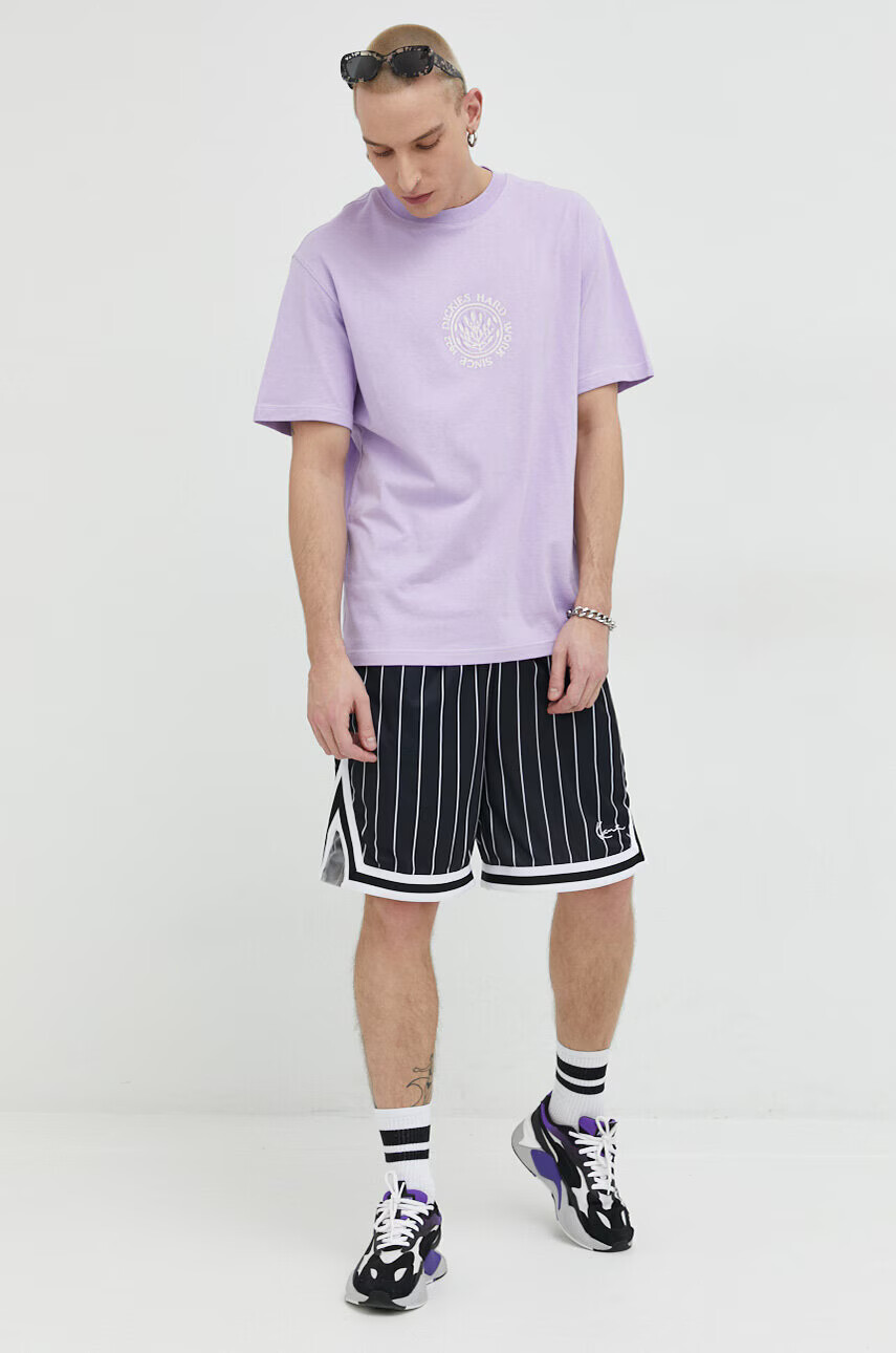 Dickies Памучна тениска в лилаво с апликация - Pepit.bg
