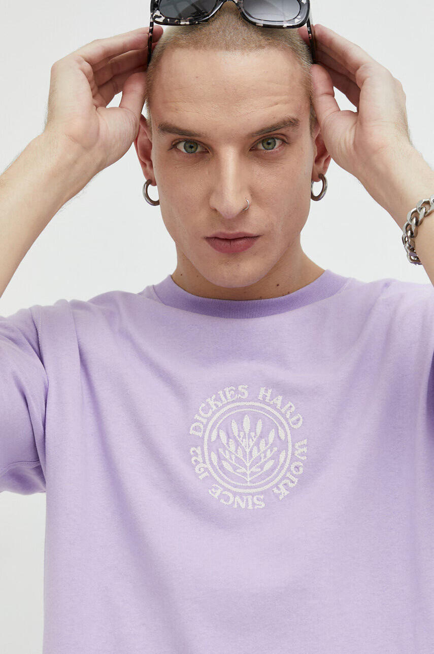 Dickies Памучна тениска в лилаво с апликация - Pepit.bg