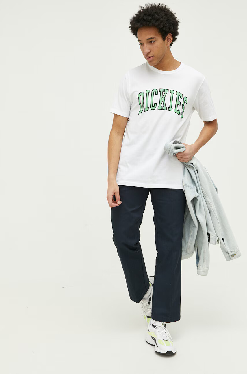 Dickies Памучна тениска в бяло с принт - Pepit.bg
