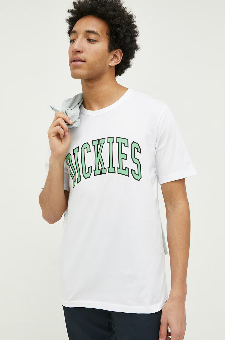Dickies Памучна тениска в бяло с принт - Pepit.bg
