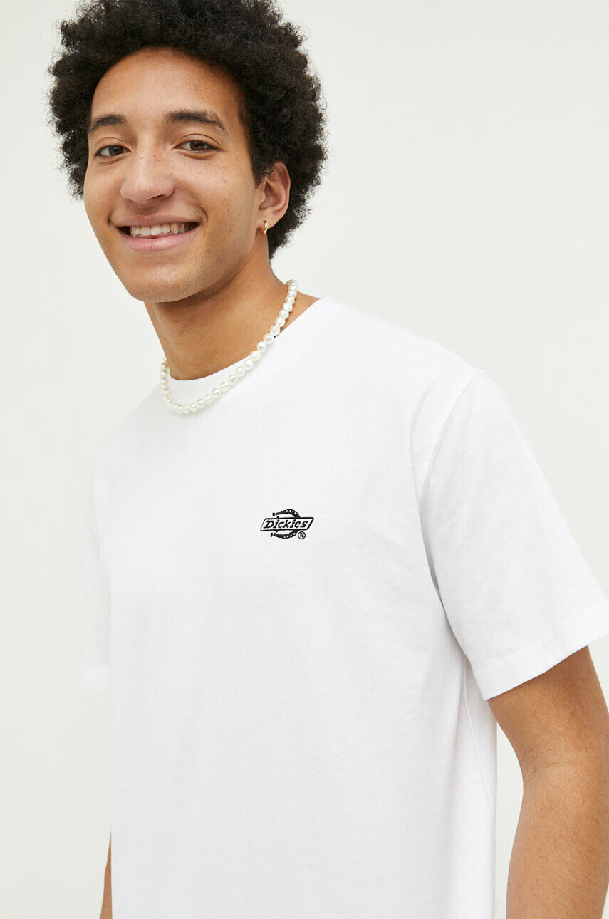 Dickies Памучна тениска в бяло с апликация - Pepit.bg
