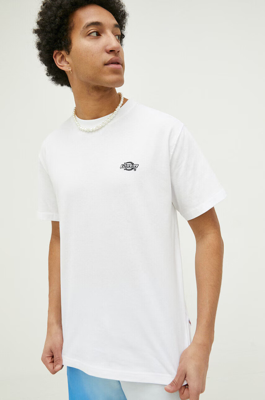 Dickies Памучна тениска в бяло с апликация - Pepit.bg