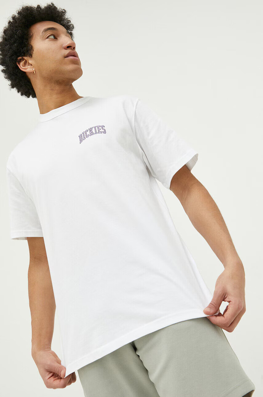 Dickies Памучна тениска в бяло с принт - Pepit.bg