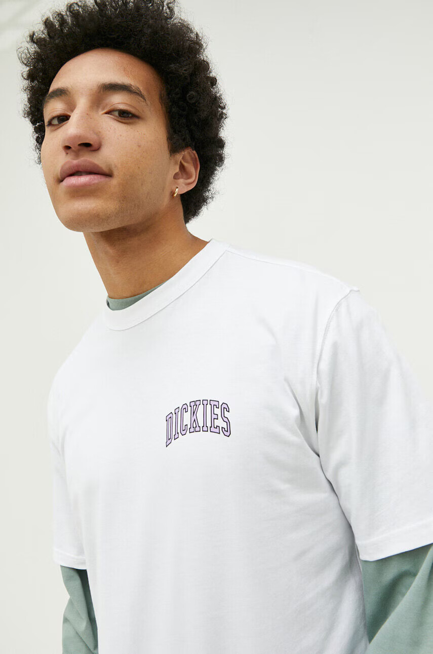 Dickies Памучна тениска в бяло с принт - Pepit.bg