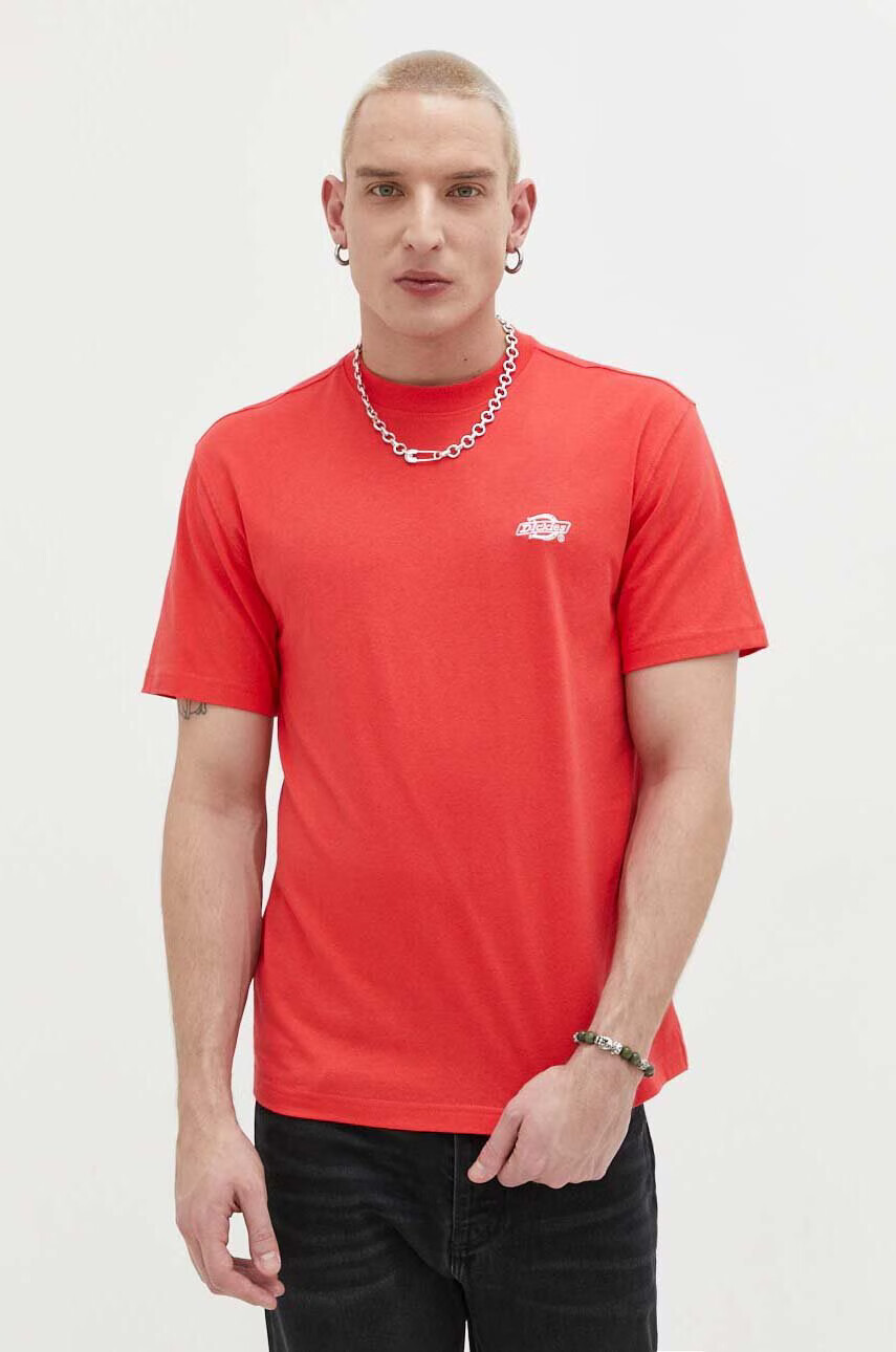 Dickies Памучна тениска в червено с апликация - Pepit.bg