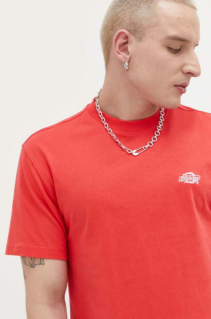 Dickies Памучна тениска в червено с апликация - Pepit.bg