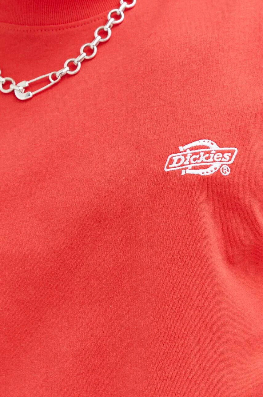Dickies Памучна тениска в червено с апликация - Pepit.bg