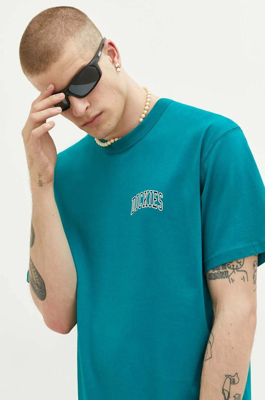 Dickies Памучна тениска в черно с принт - Pepit.bg
