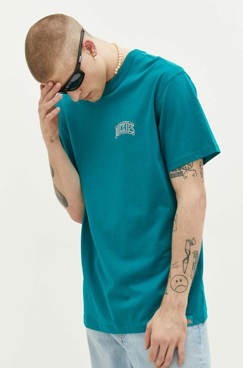 Dickies Памучна тениска в черно с принт - Pepit.bg