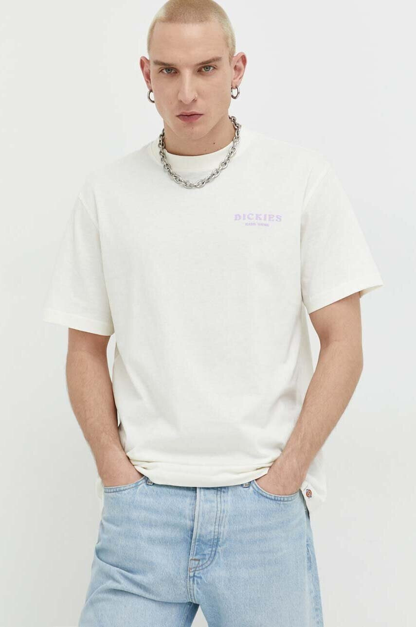Dickies Памучна тениска в бежово с принт - Pepit.bg