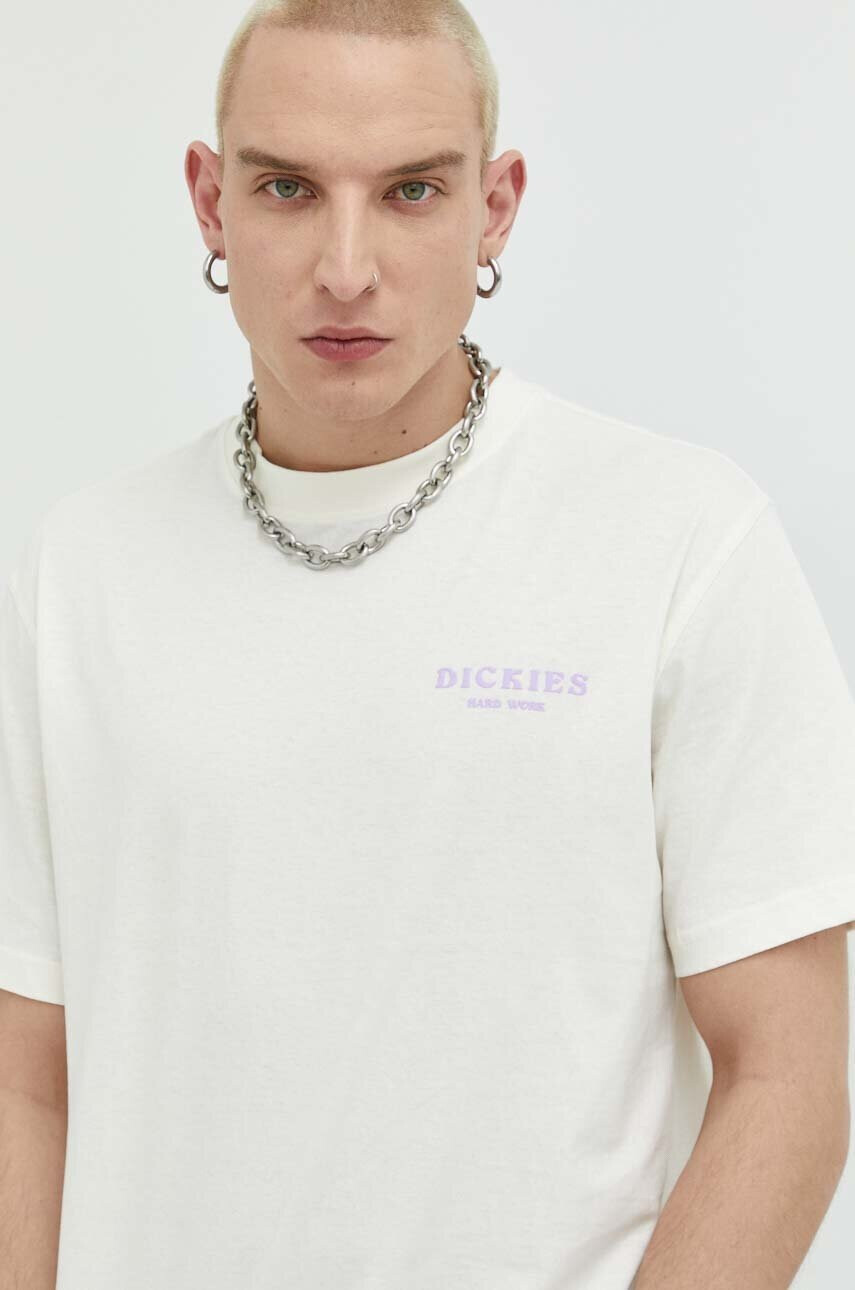 Dickies Памучна тениска в бежово с принт - Pepit.bg