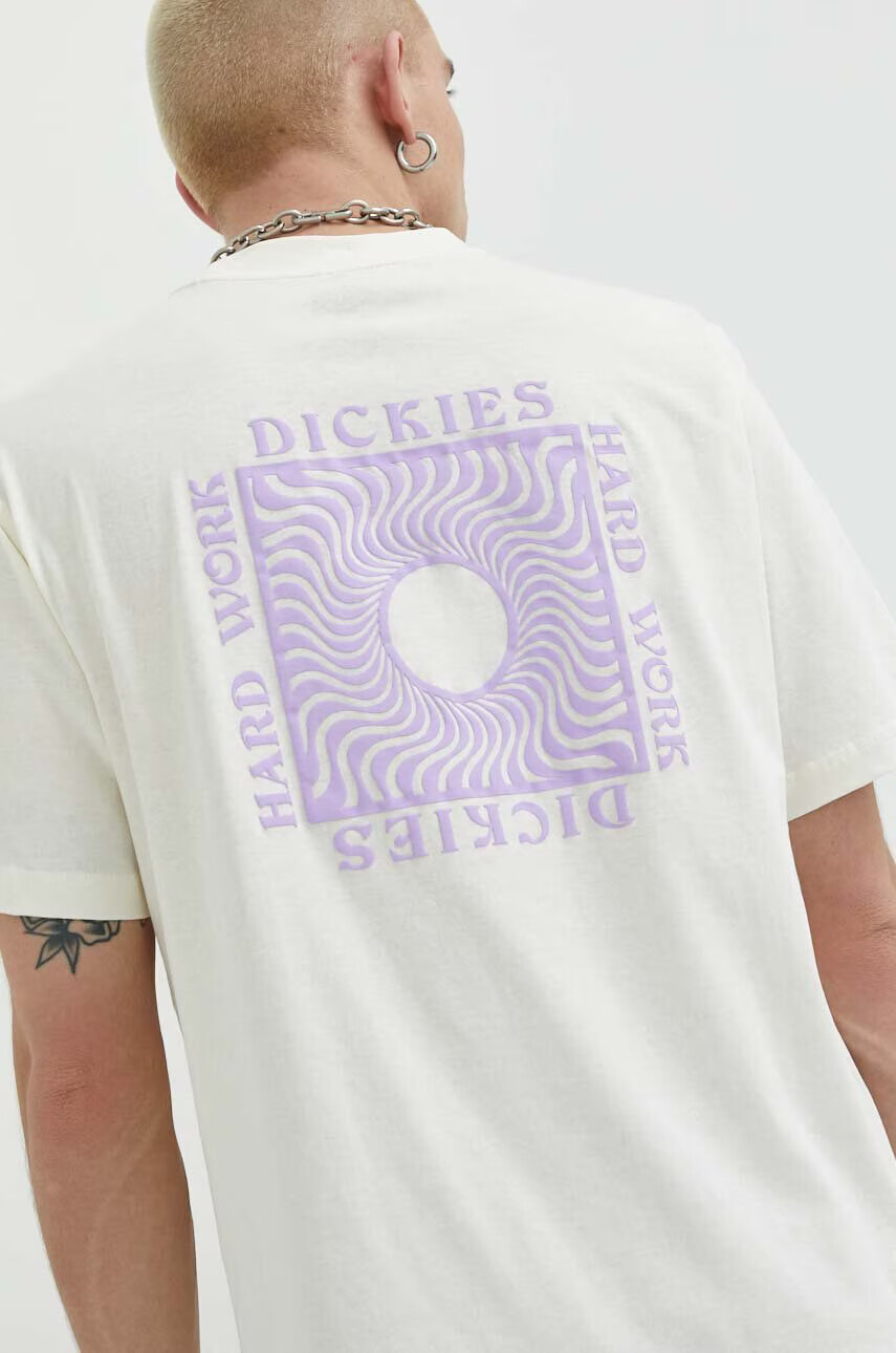 Dickies Памучна тениска в бежово с принт - Pepit.bg