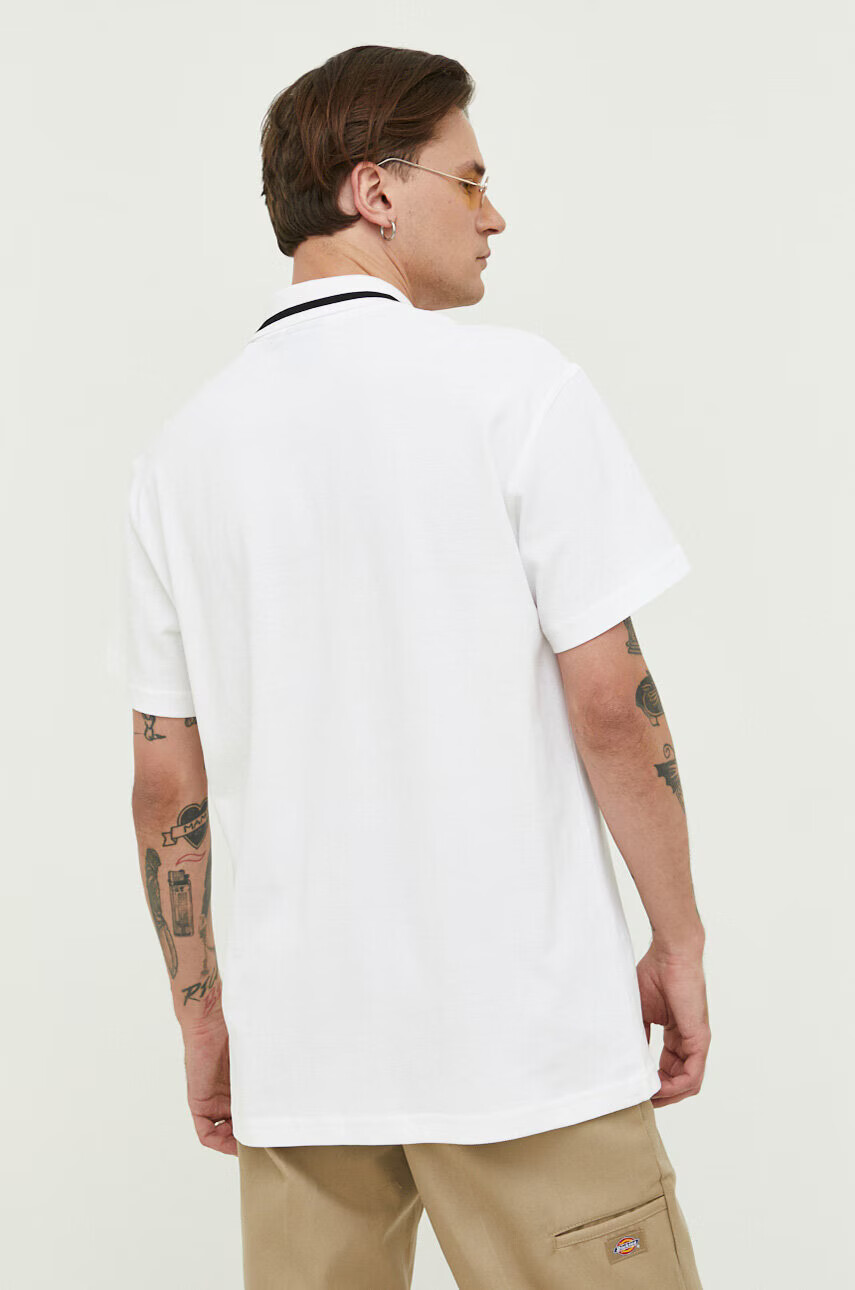 Dickies Памучна тениска с яка в бяло с апликация - Pepit.bg