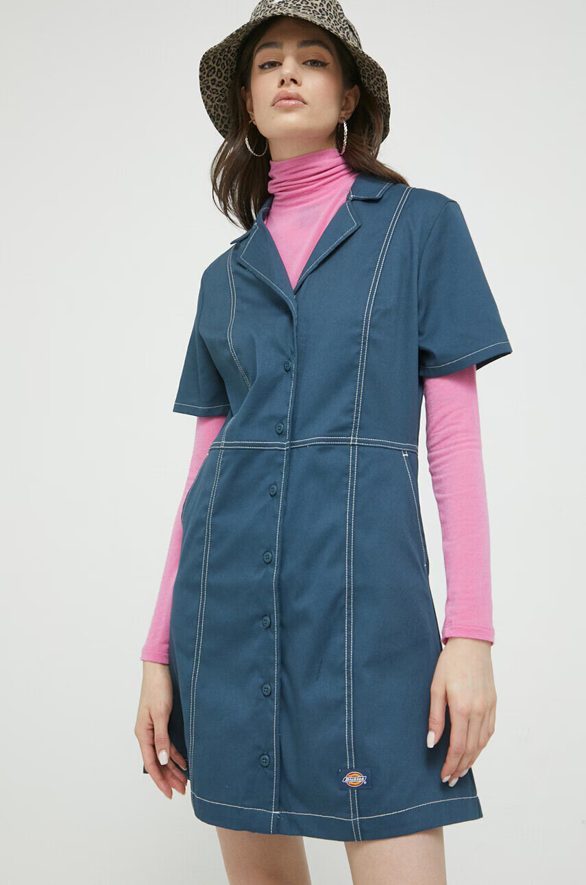 Dickies Рокля в тъмносиньо къс модел разкроен модел - Pepit.bg