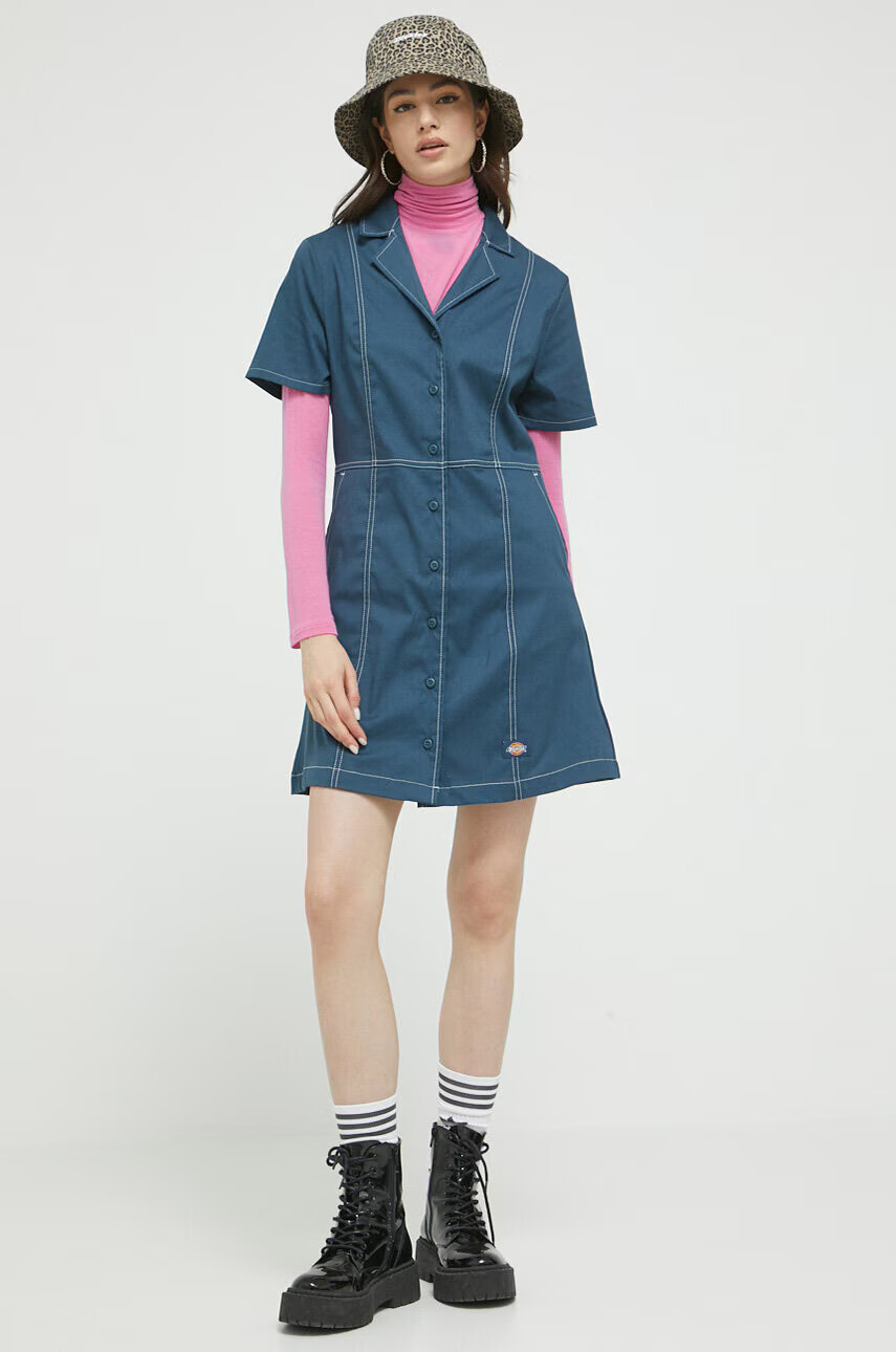 Dickies Рокля в тъмносиньо къс модел разкроен модел - Pepit.bg