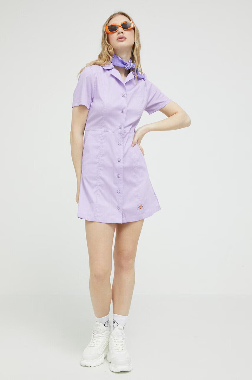 Dickies Рокля в лилаво къс модел разкроен модел - Pepit.bg