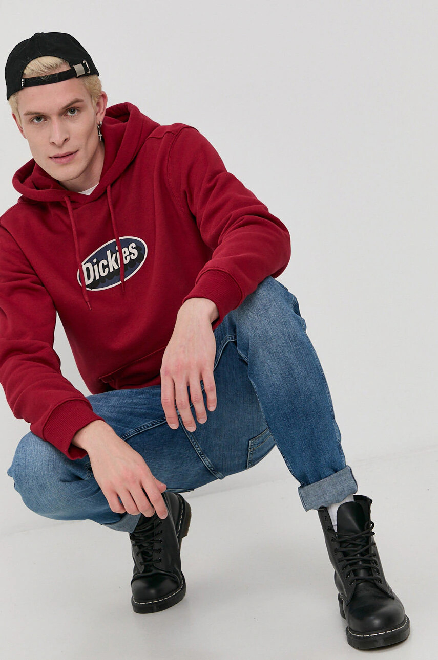 Dickies Суичър мъжки в червено с изчистен дизайн - Pepit.bg