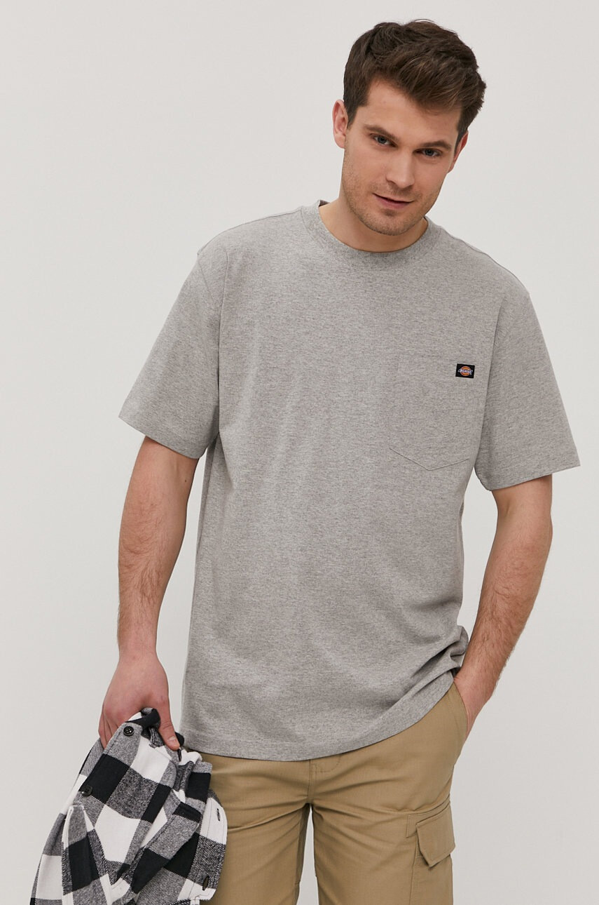 Dickies Тениска мъжка в сиво с изчистен дизайн - Pepit.bg