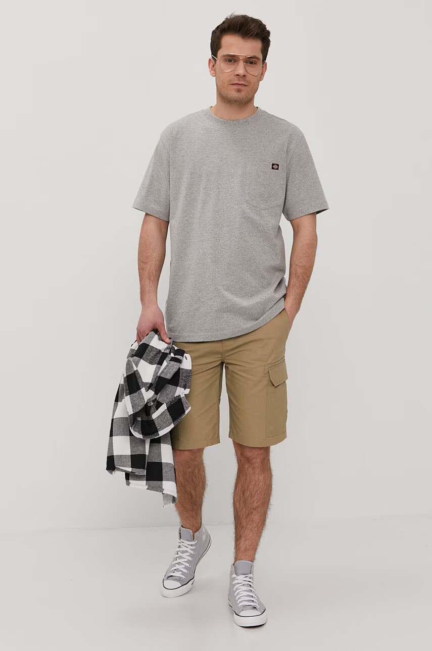 Dickies Тениска мъжка в сиво с изчистен дизайн - Pepit.bg