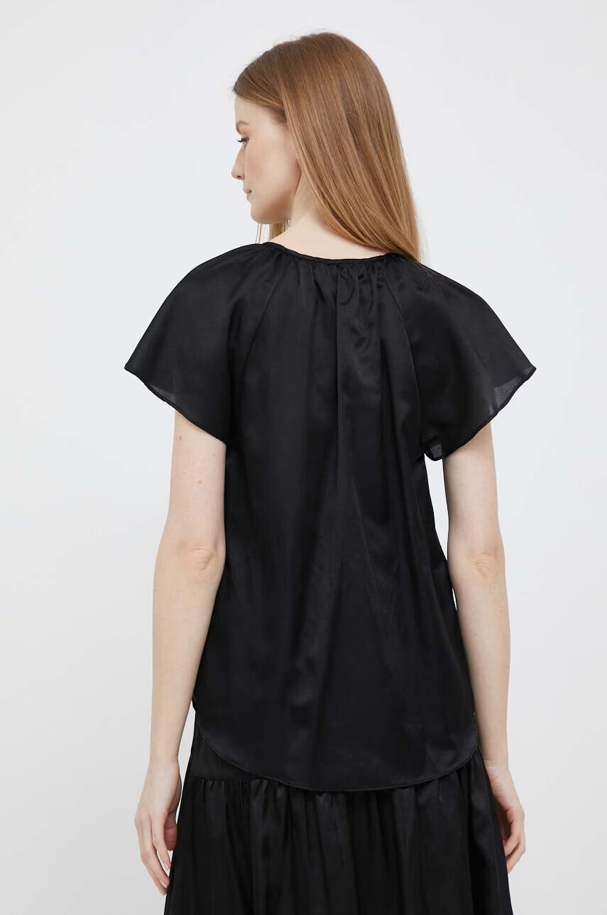 DKNY Блуза с коприна в черно с изчистен дизайн - Pepit.bg