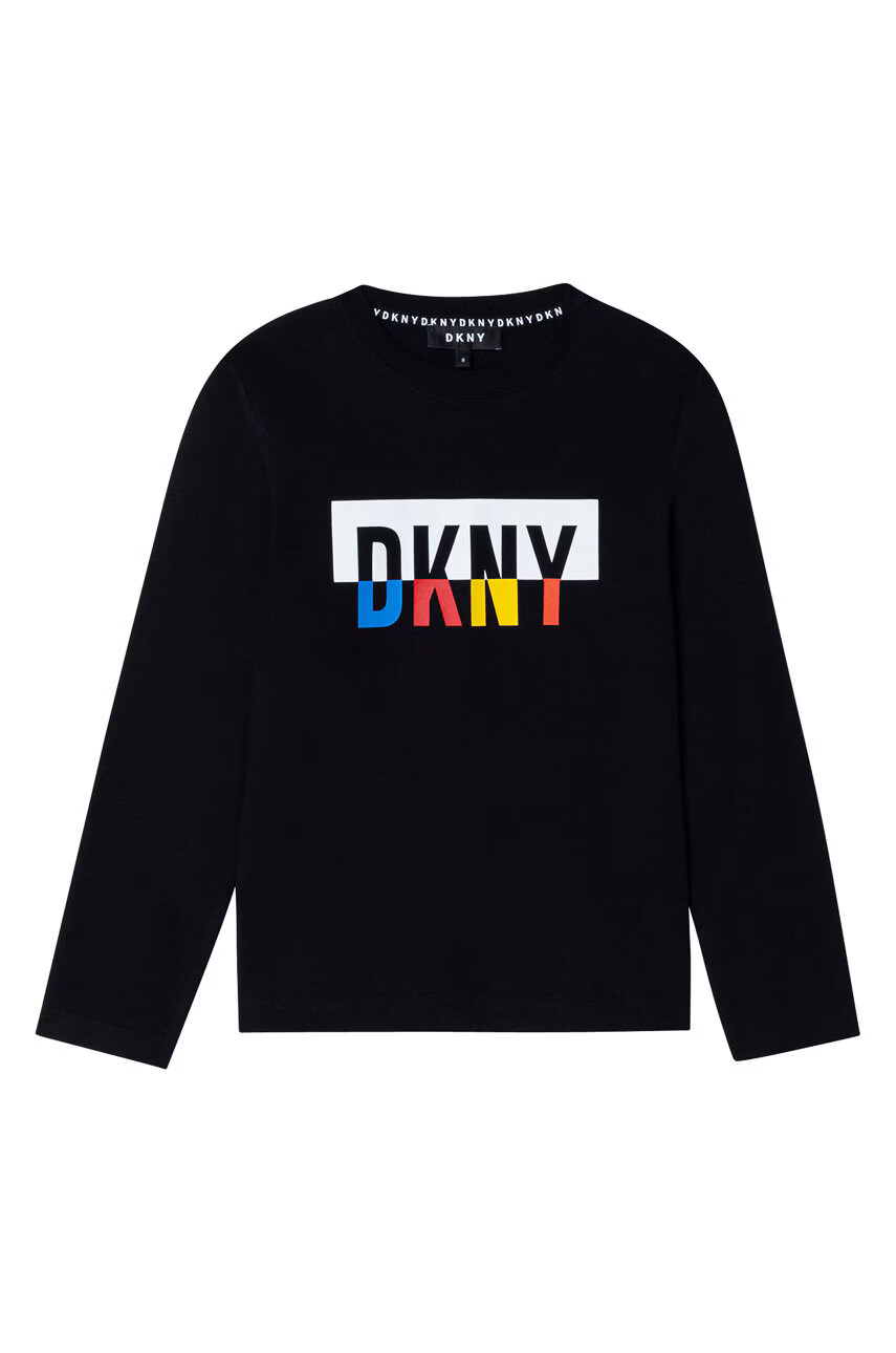 DKNY Детска блуза с дълги ръкави в черно с принт - Pepit.bg