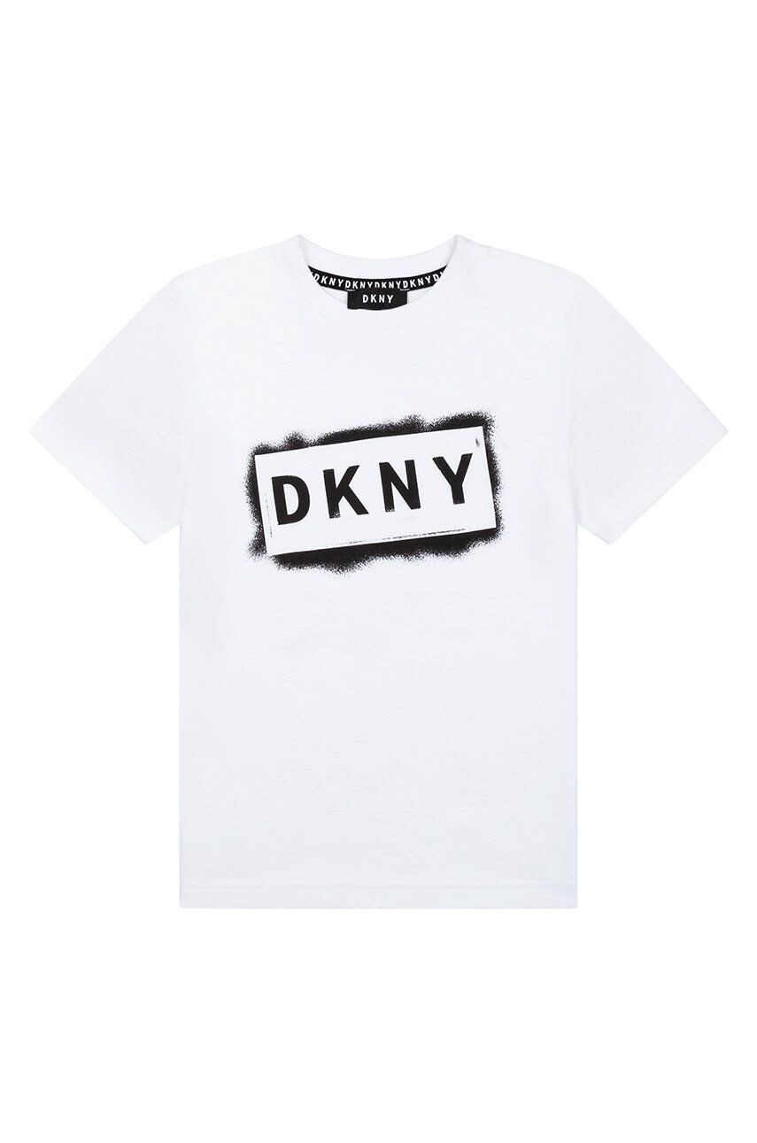 DKNY Детска памучна тениска в бяло с принт - Pepit.bg