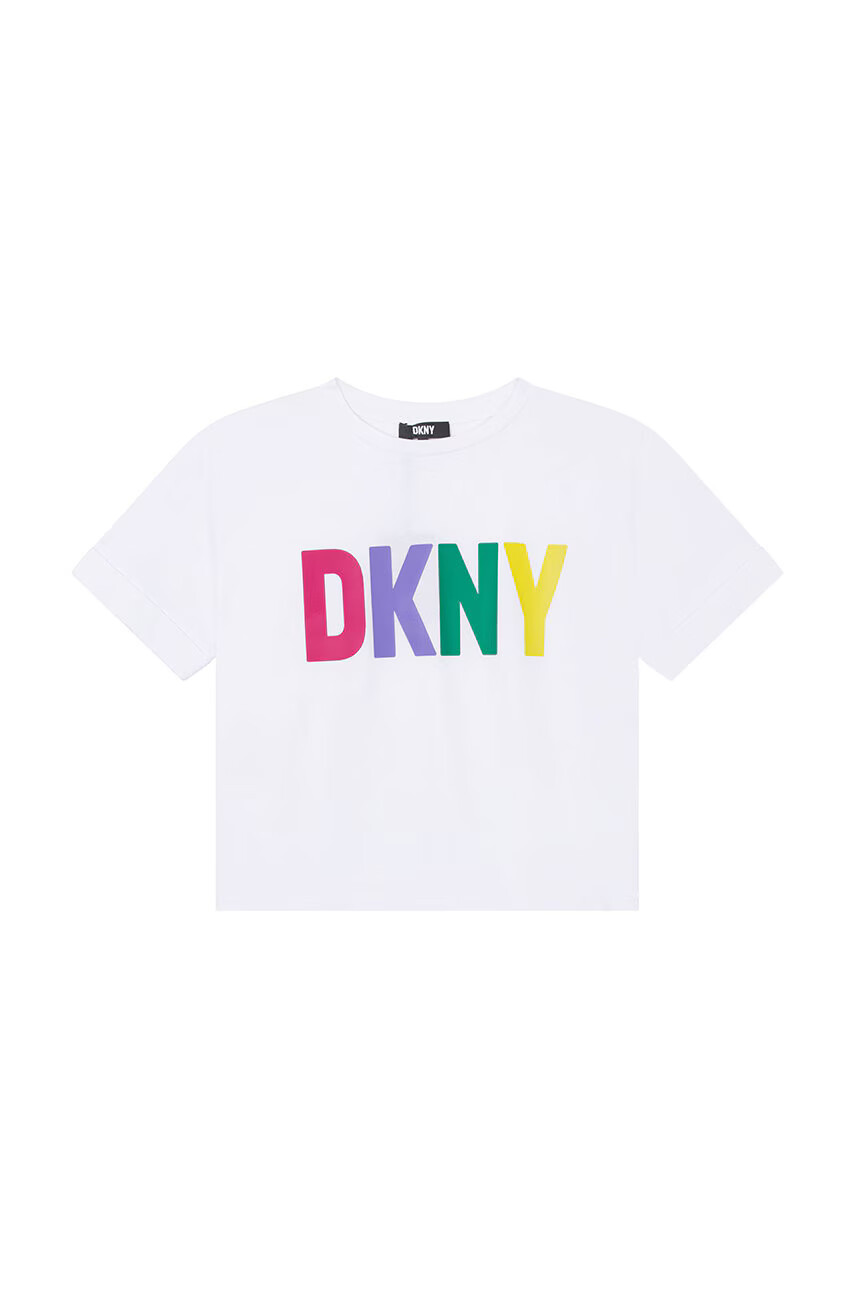 DKNY Детска памучна тениска в бяло - Pepit.bg