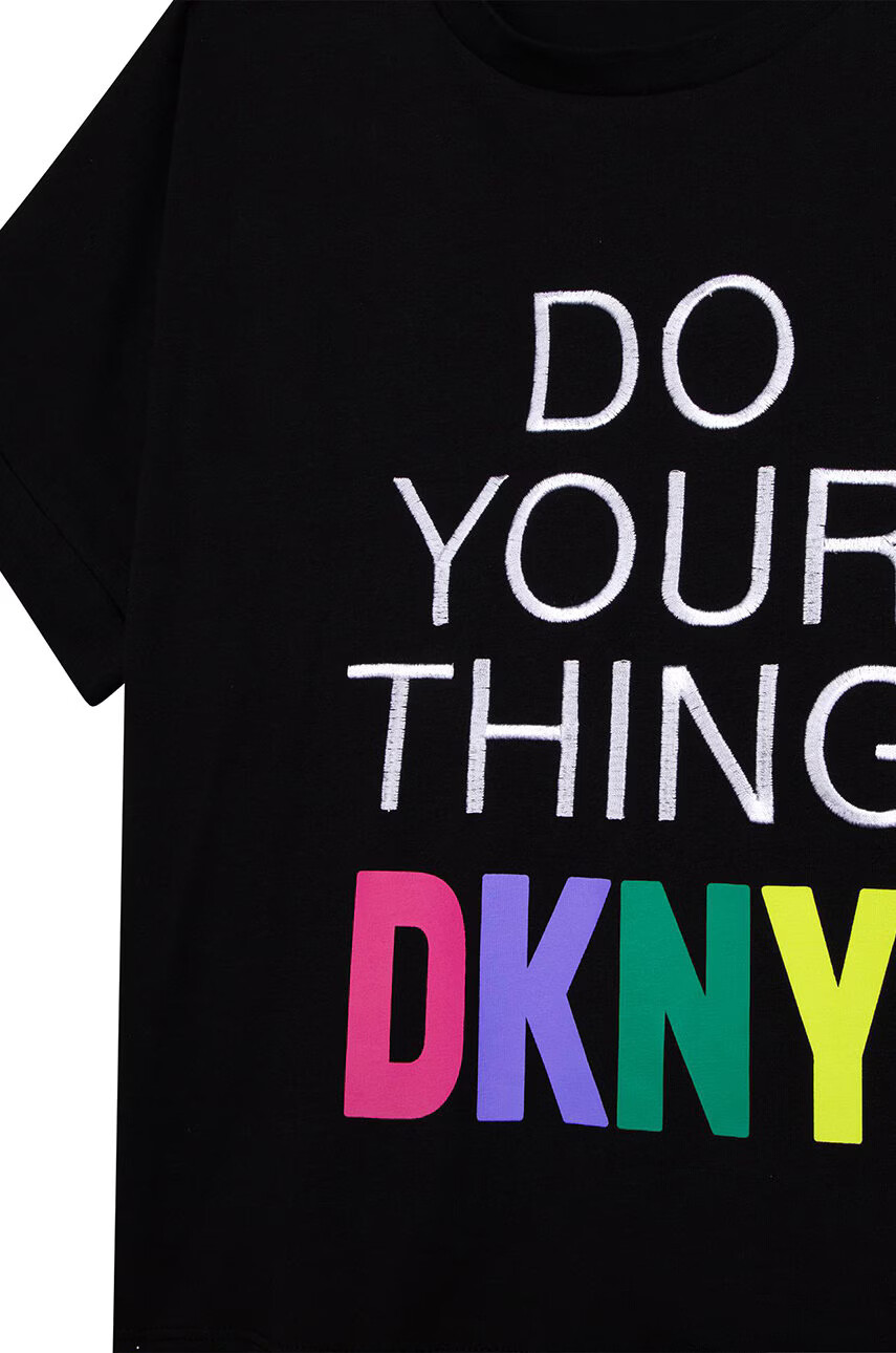 DKNY Детска памучна тениска в черно - Pepit.bg