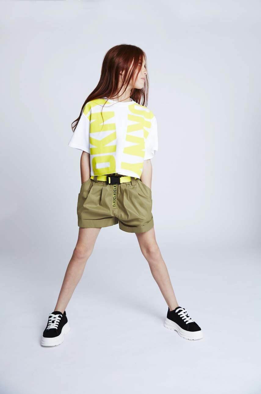 DKNY Детска памучна тениска в жълто - Pepit.bg