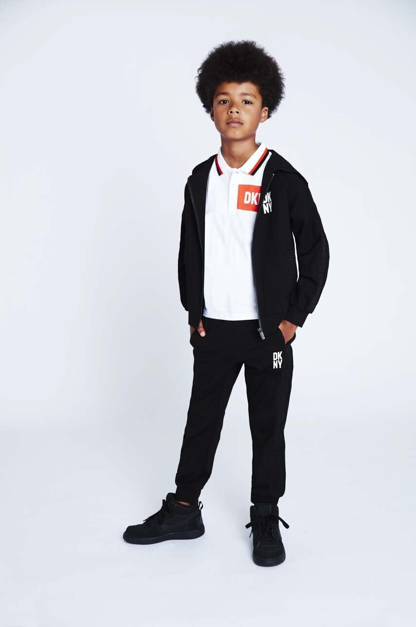 DKNY Детска памучна тениска с яка в бяло - Pepit.bg