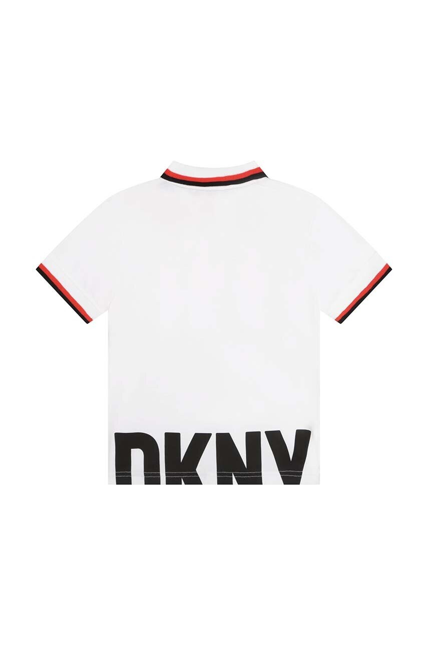 DKNY Детска памучна тениска с яка в бяло - Pepit.bg