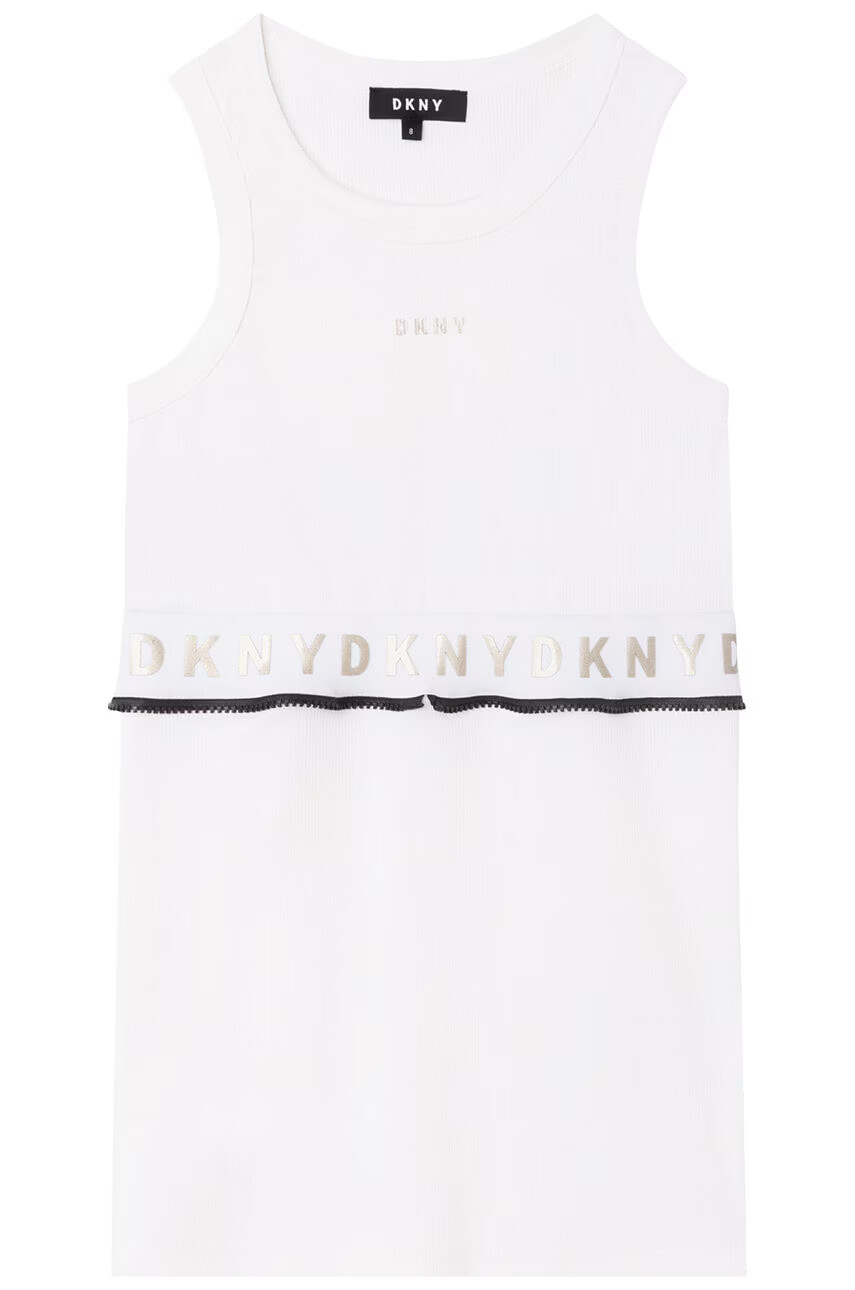 DKNY Детска рокля в бяло къс модел разкроен модел - Pepit.bg