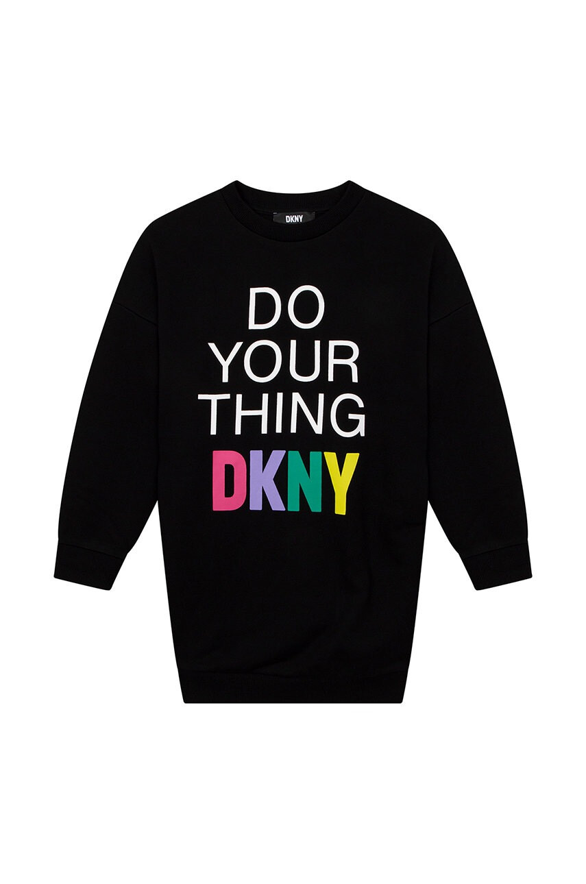 DKNY Детска рокля в черно къс модел със стандартна кройка - Pepit.bg