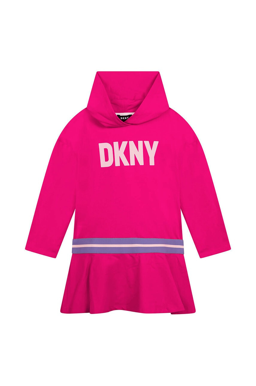 DKNY Детска рокля в розово къс модел разкроен модел - Pepit.bg