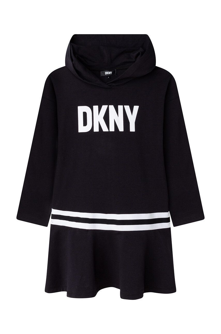 DKNY Детска рокля в черно къс модел разкроен модел - Pepit.bg