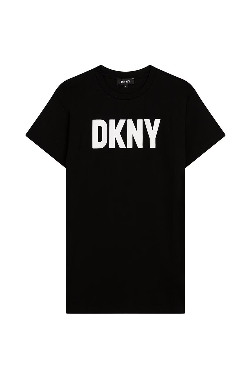 DKNY Детска рокля в черно къс модел разкроен модел - Pepit.bg