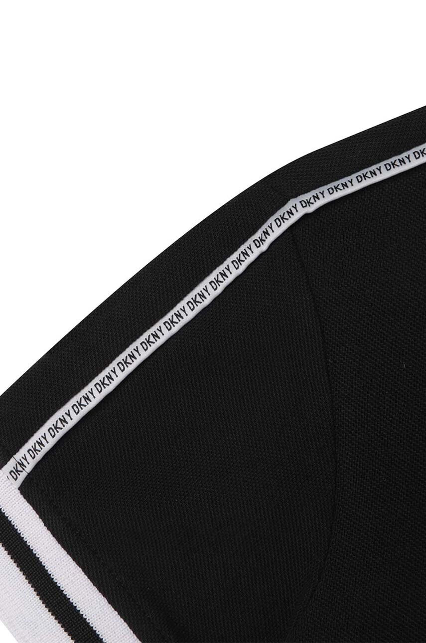 DKNY Детска тениска с яка в черно с апликация - Pepit.bg