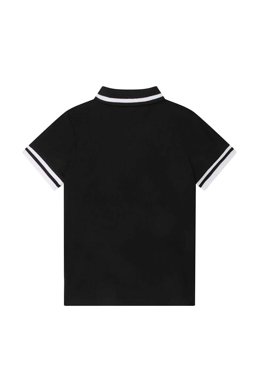 DKNY Детска тениска с яка в черно с апликация - Pepit.bg