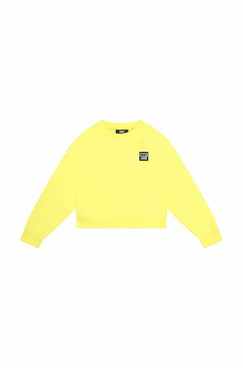 DKNY Детски памучен суичър в жълто с апликация - Pepit.bg