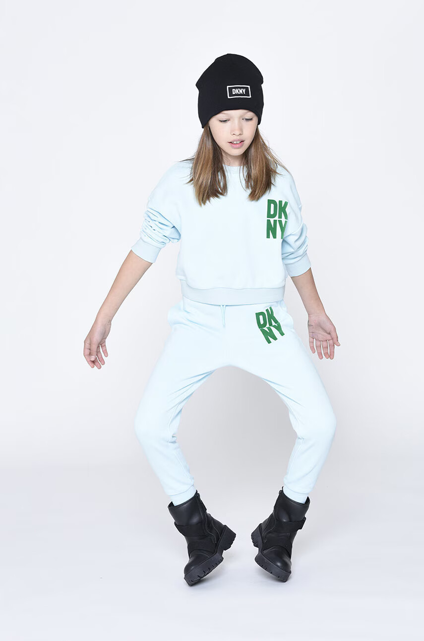 DKNY Детски суичър с качулка с десен - Pepit.bg