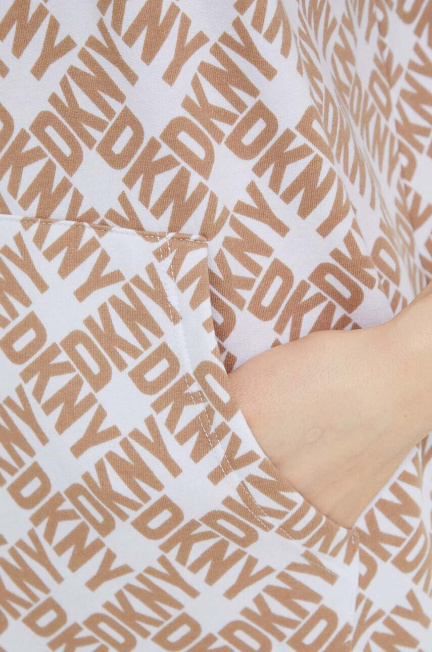 DKNY Домашен суичър в бежово с качулка с десен - Pepit.bg