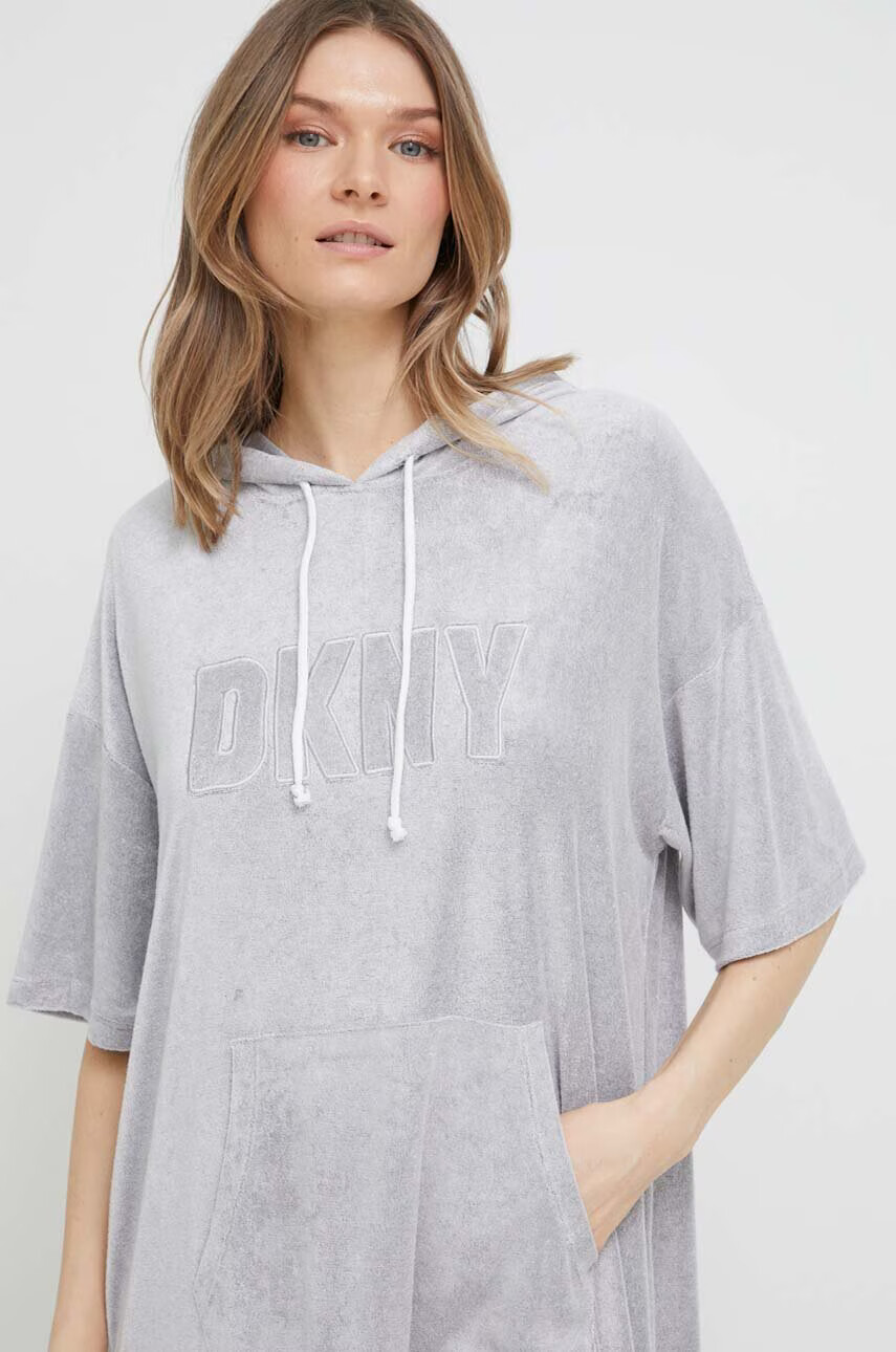 DKNY Домашен суичър в сиво с качулка с принт - Pepit.bg