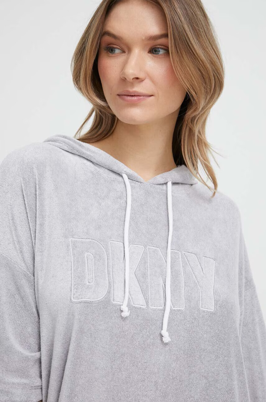 DKNY Домашен суичър в сиво с качулка с принт - Pepit.bg