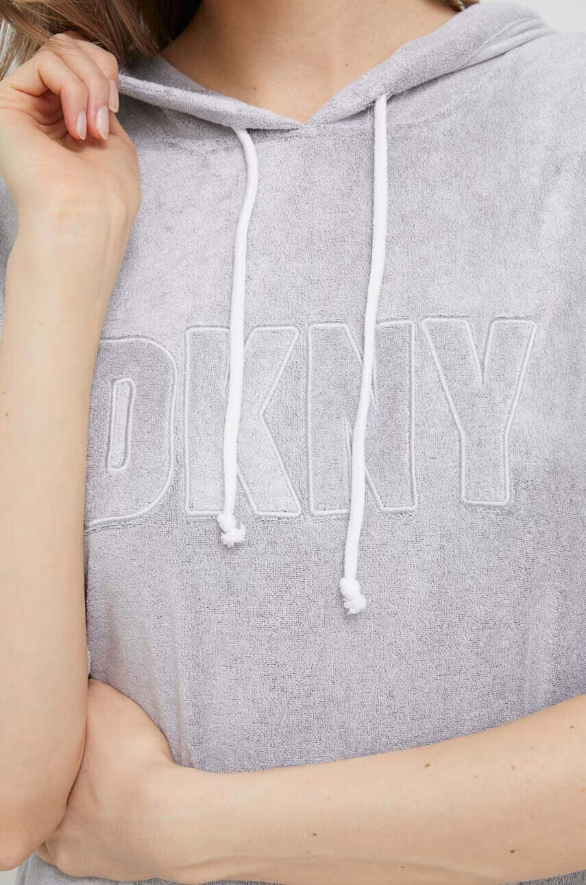 DKNY Домашен суичър в сиво с качулка с принт - Pepit.bg