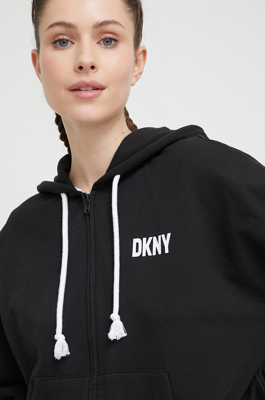 DKNY Домашен суичър в черно с качулка с принт - Pepit.bg